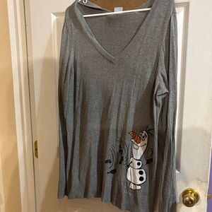 Disney Gray V-Neck Sweater with Olaf Design